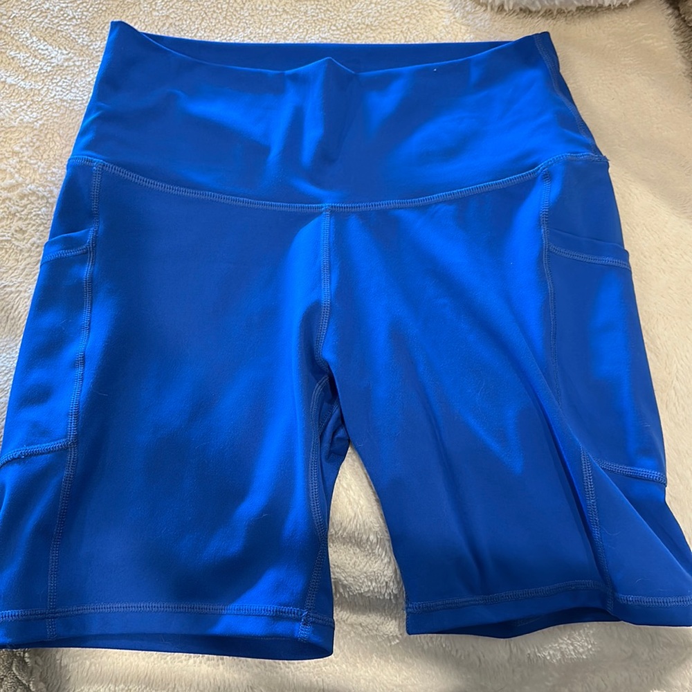 Colorfulkoala Women's High Waist Biker Shorts w/Pockets 6" Inseam XL  blue